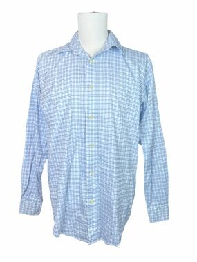10/$25🦋 Daniel Bishop Light Blue & White Plaid Long Sleeve Button Down - Medium